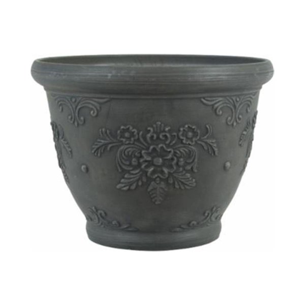 Perfectpatio 12 in. Floral Planter, Charcoal PE2668098